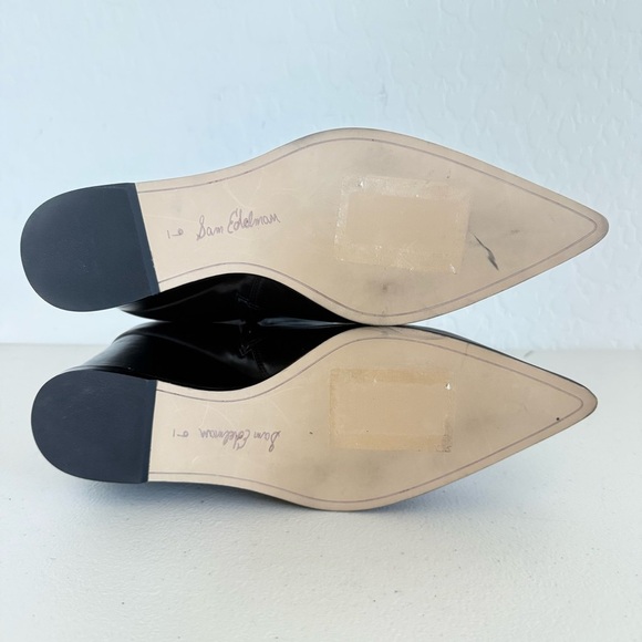 NEW Sam Edelman Weslie Buckled Black Leather Wedge Booties Women’s Size 9